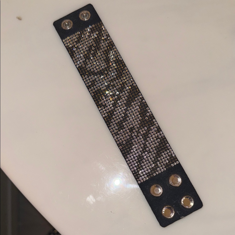 Swarovski Black and silver Crystal Mesh Snap Bracelet – Never Worn